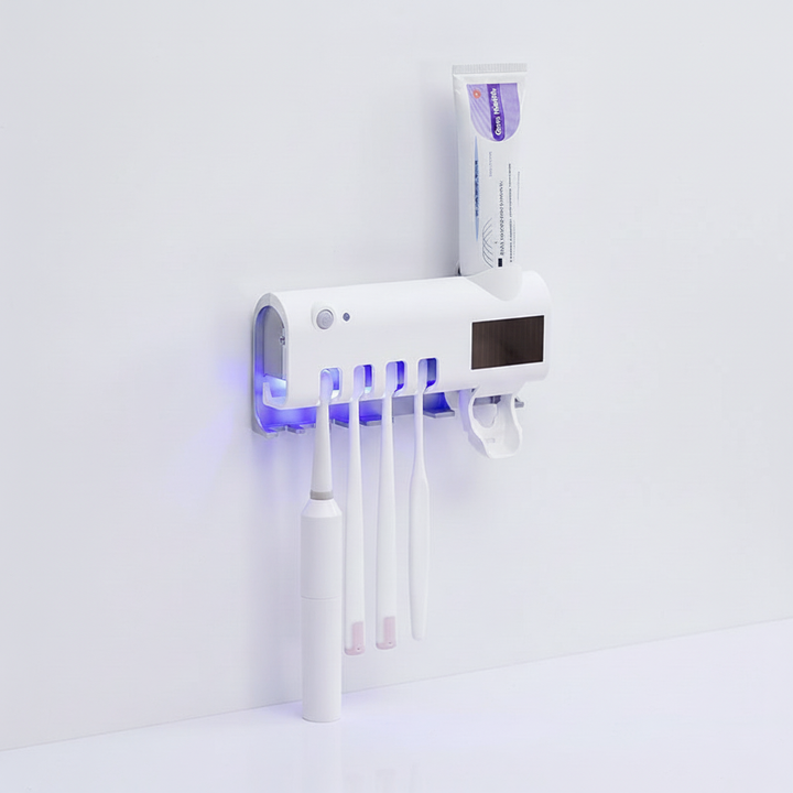 UV toothbrush sanitizer with solar power, PureSterra, ensuring dental health & oral care.
