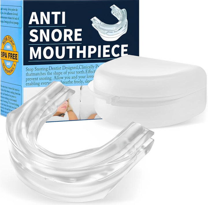 Unisex sleep apnea mouthguard, a soft silicone snore stopper for peaceful, comfortable sleep.