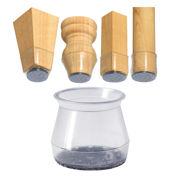 8-piece silicone chair leg protectors for anti-scratch and noise reduction on all floor types.