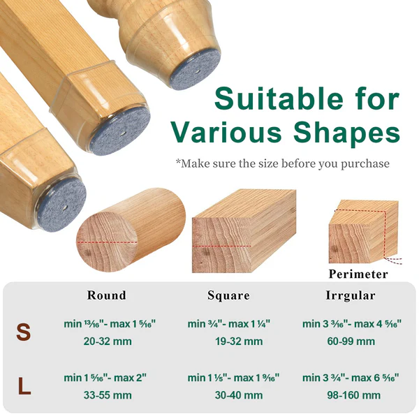 Durable silicone chair leg caps offer superior floor protection, reducing noise and preventing scratches.