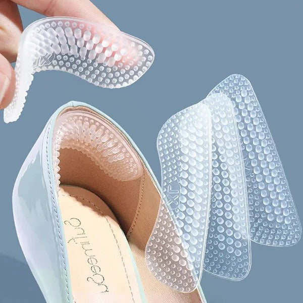 Silicone heel grips for shoes, offering all-day comfort, pain relief & anti-slip cushioning.
