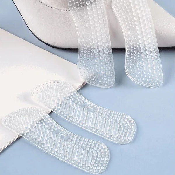 Soft silicone heel pads for shoes, providing superior cushioning, pain relief, and all-day wear.