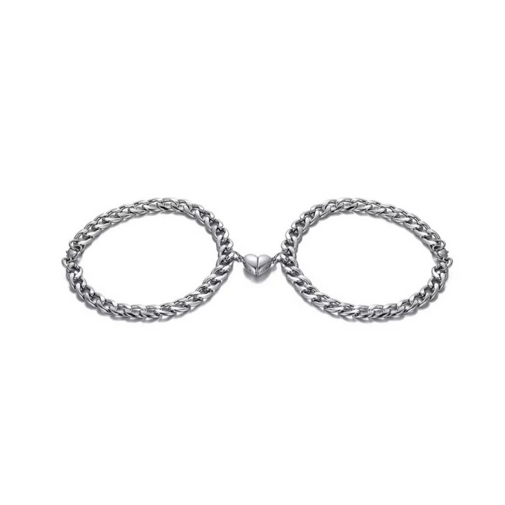 Silver and gold heart bracelet set, Liora, delicate and adjustable for women's fashion