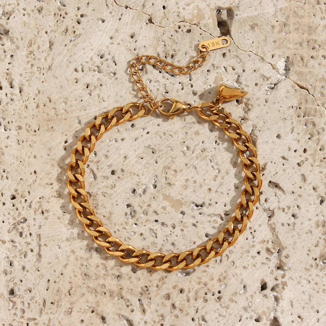 Symbolic women's heart bracelet set, Liora, with adjustable silver and gold bracelets, great gift