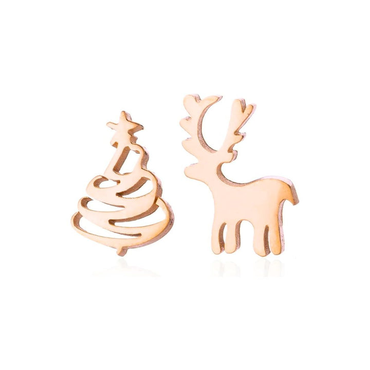 Sparkling Christmas stud earrings, silver or gold options, women's holiday jewelry.