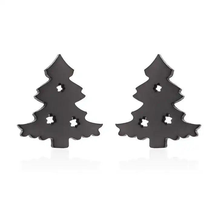 Women's festive stud earrings, silver & gold options, perfect sparkling Christmas holiday gift.