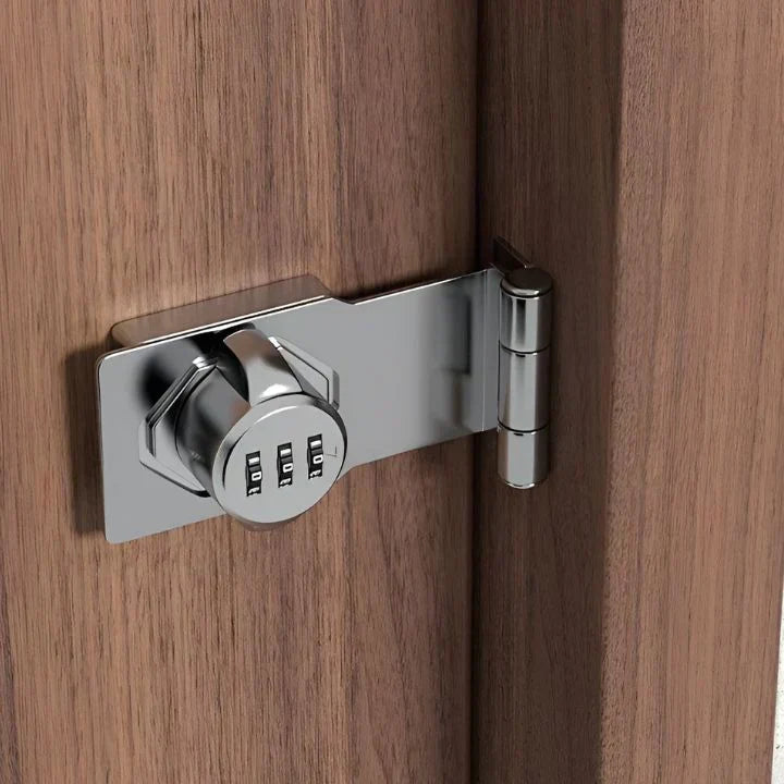 Silver Home Security Combination Door Lock with keyless entry, durable design for modern home & office access control.