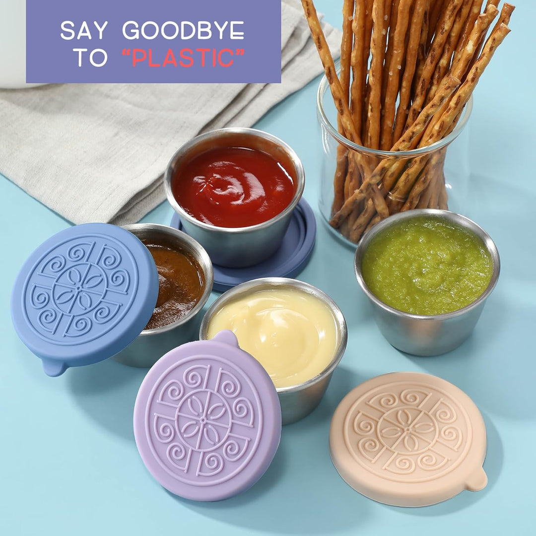 Compact stainless steel condiment containers – leakproof design for food storage