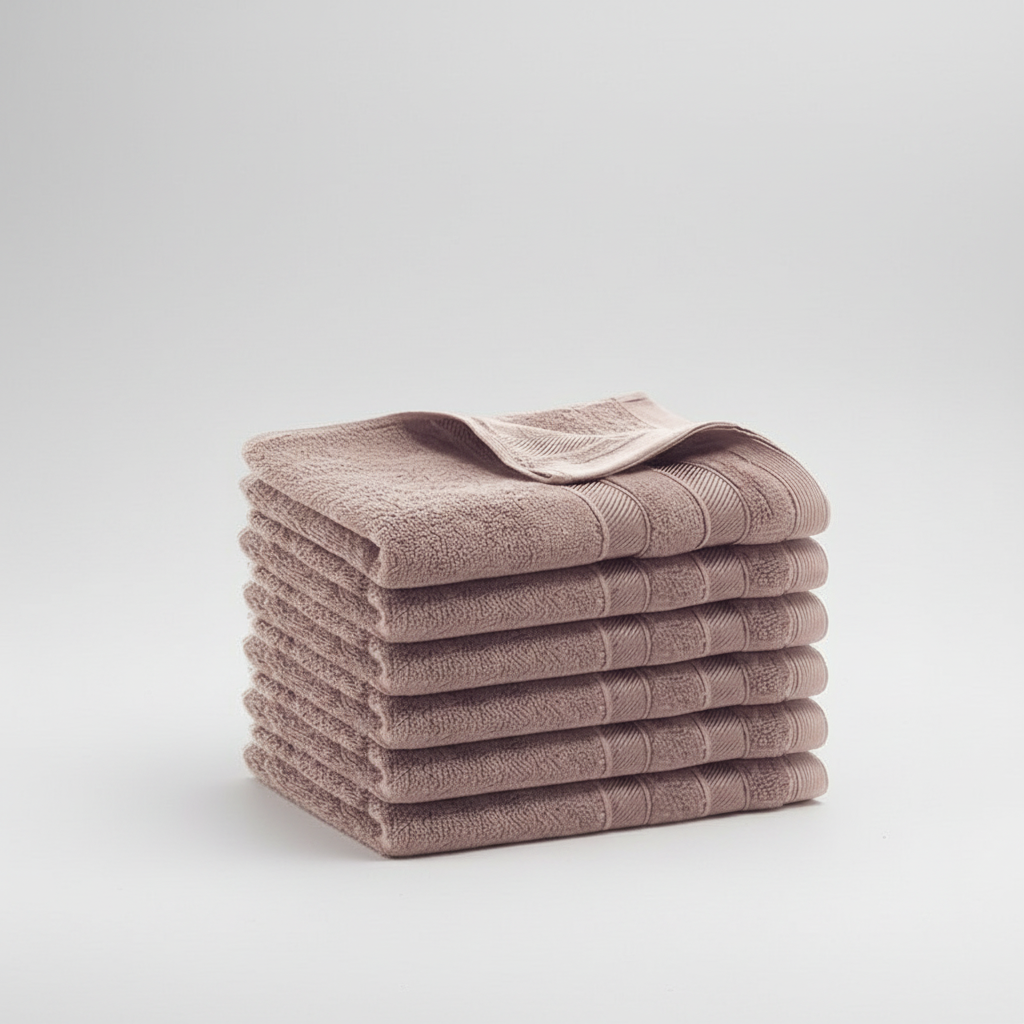 Close-up of a knitted, eco-friendly bamboo fiber towel from the six-piece BambooLine set.