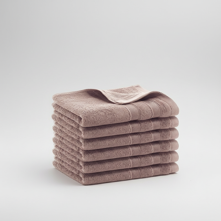 Close-up of a knitted, eco-friendly bamboo fiber towel from the six-piece BambooLine set.