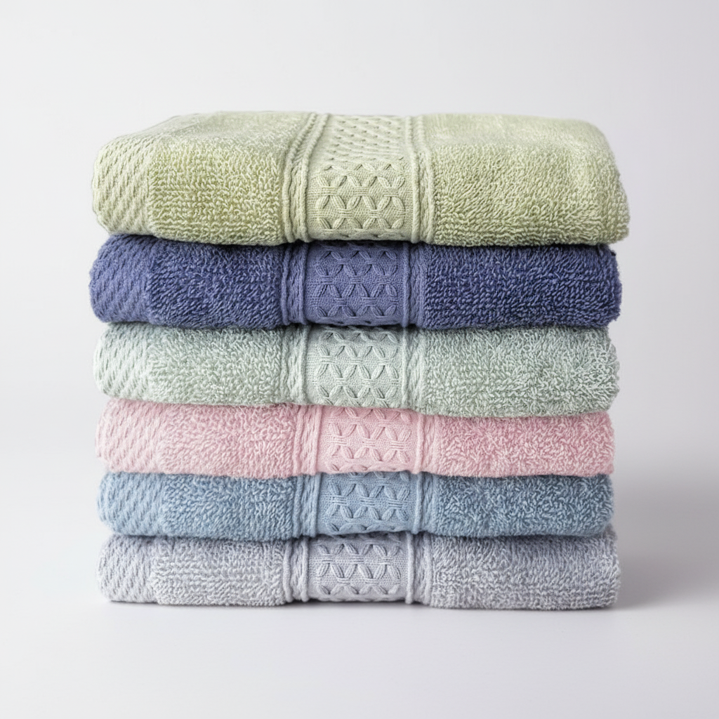 Unisex cotton washcloth set, six pieces for bathroom essentials, easy care towels