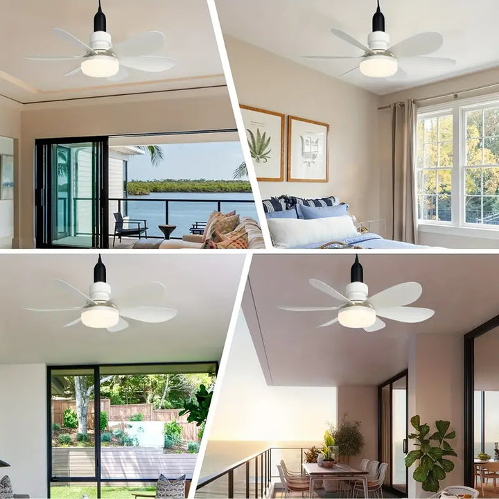 Contemporary SkyeLight ceiling fan with LED light, perfect for modern home interiors