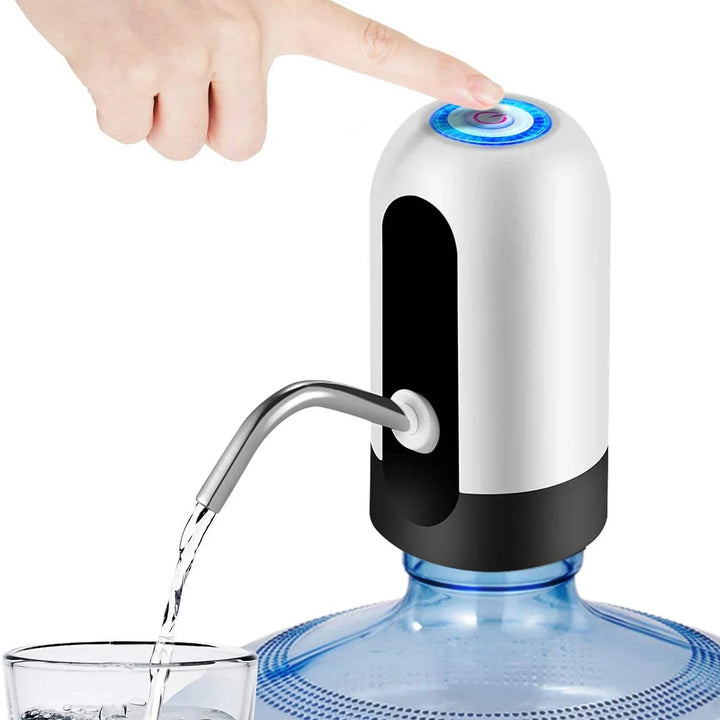 Sleek automatic electric water dispenser pump for 5 gallon bottles. Universal fit, USB charging, ideal for home & office.
