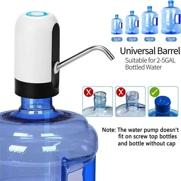 Easy-to-use universal electric water pump for 5 gallon bottles, providing instant automatic beverage dispensing.