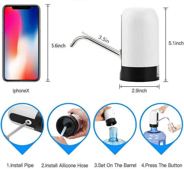 Portable automatic water dispenser & electric pump for 5 gallon bottles, offering convenient hydration anywhere.