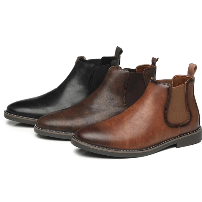 Stylish men's ankle boots; black chelsea design for effortless comfort and versatile fashion appeal.