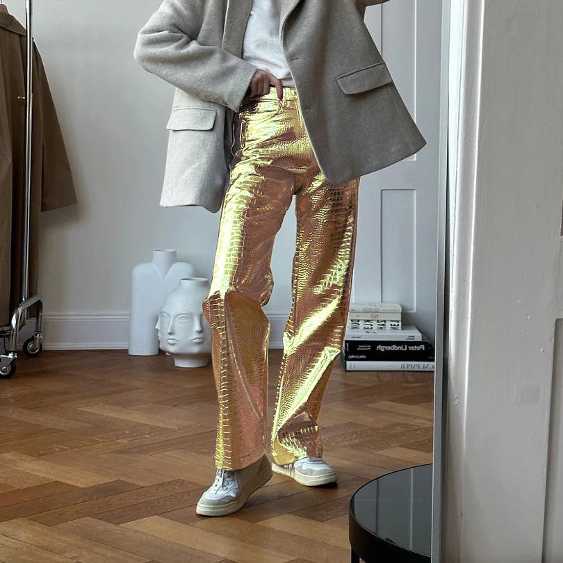 Elegant women's sleek pants, modern versatile style. Comfortable slim fit for chic evening wear and fashion.