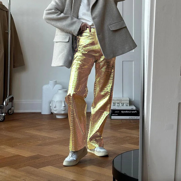 Elegant women's sleek pants, modern versatile style. Comfortable slim fit for chic evening wear and fashion.