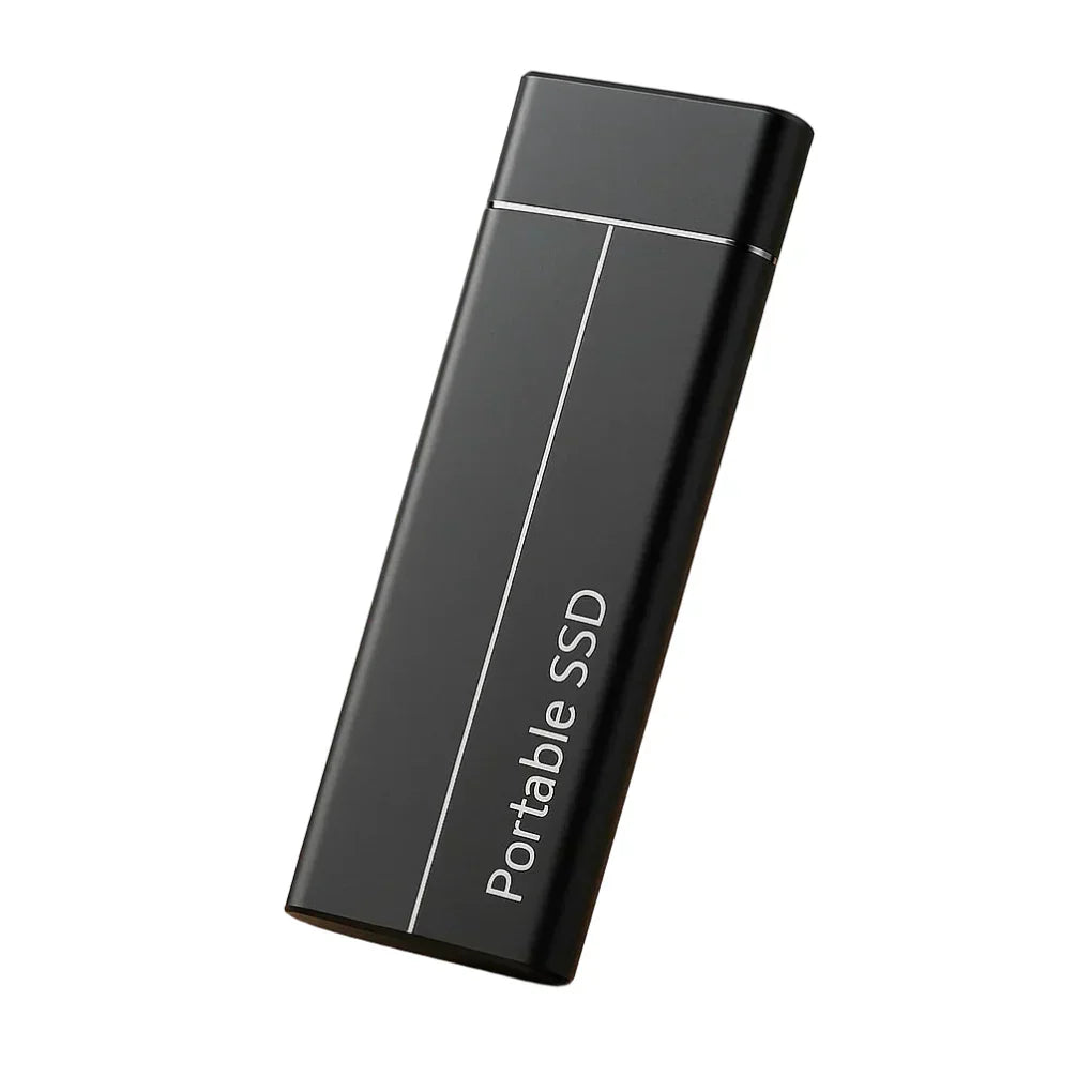 Sleek, compact portable SSD for high-speed external data storage via USB-C. Ideal for tech users on the go.