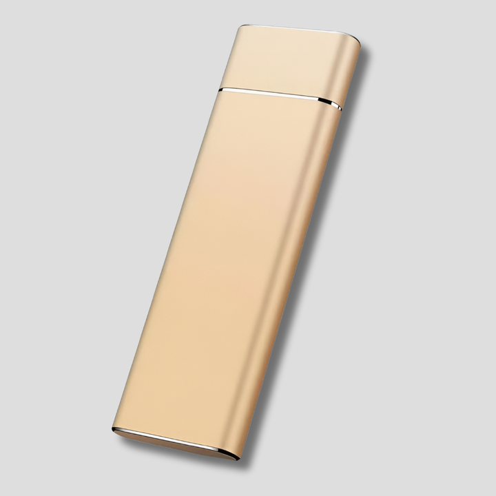 High-speed portable SSD external drive with USB-C for rapid data storage. Essential compact tech accessory.