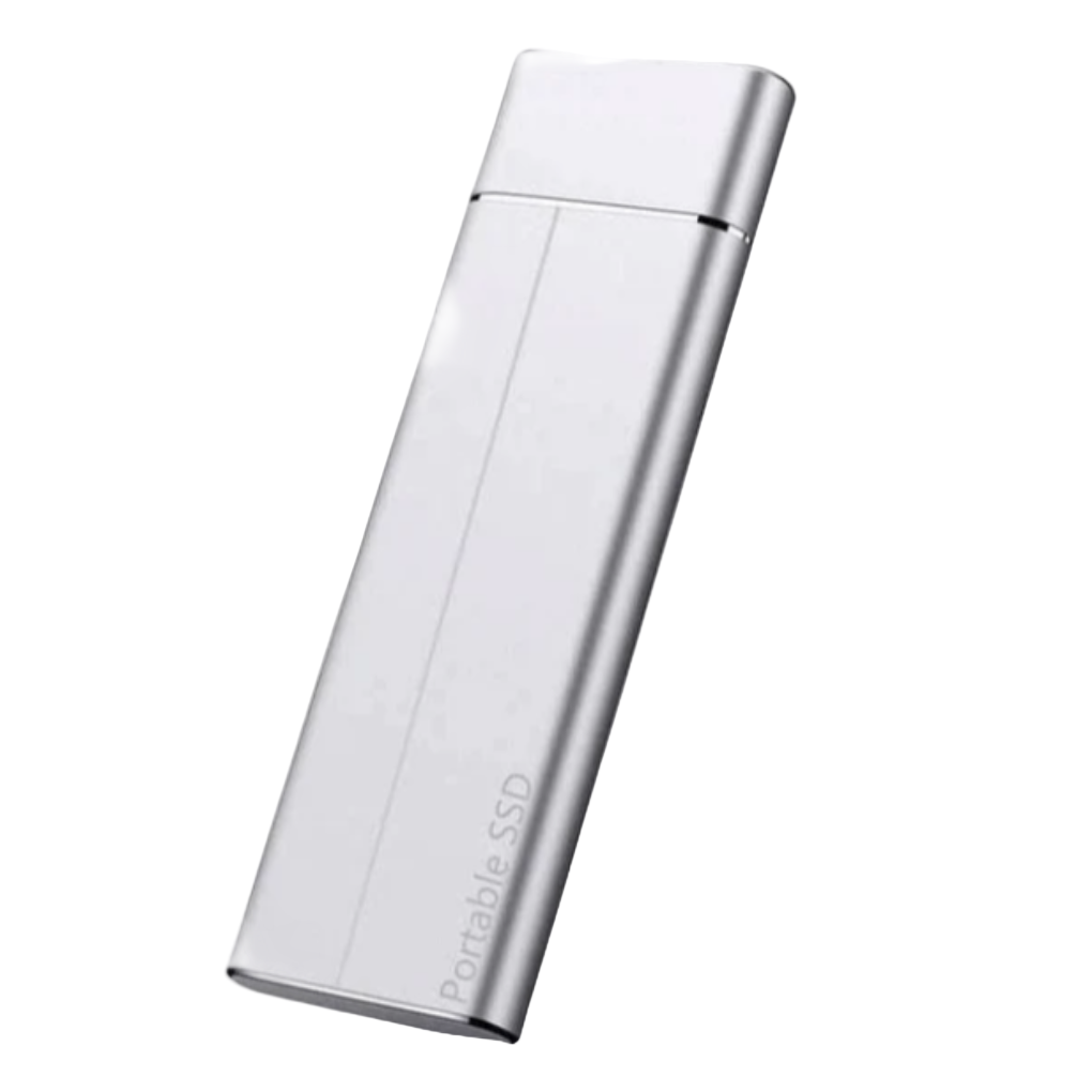USB-C compatible portable SSD, offering high-speed external storage for all your data and digital backups.