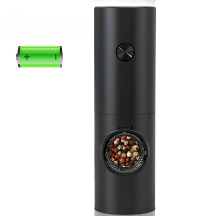 Ergonomic electric salt grinder. Automatic stainless steel spice mill for easy seasoning.