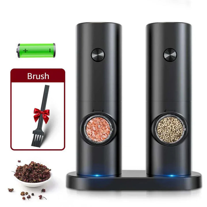 Hands-free electric pepper mill. Durable stainless steel construction for daily use.