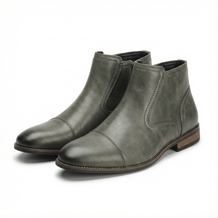 All-season comfortable men's leather Chelsea boots, featuring a practical side-zip for style.