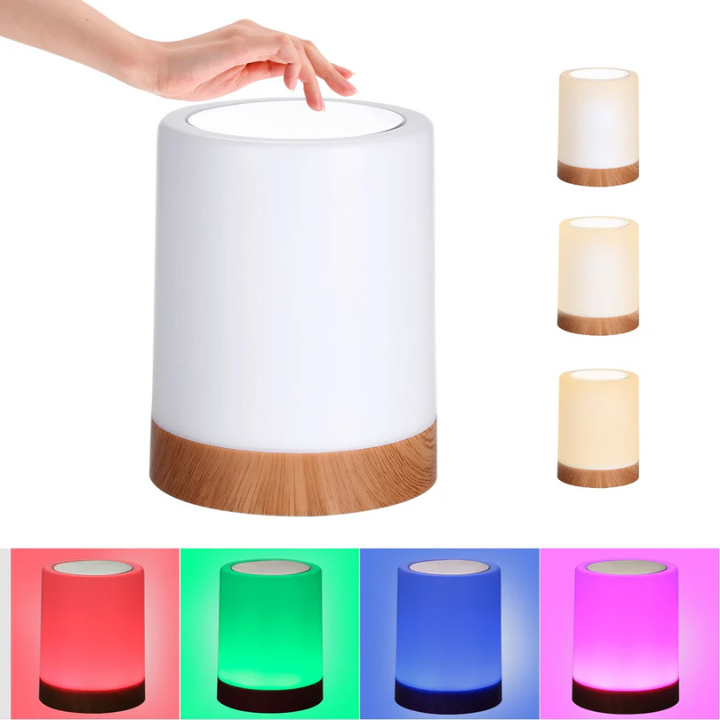 LuxuryTouch dimmable bedside lamp, featuring a sleek modern design for contemporary home decor and ambient glow.