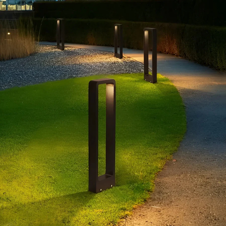 Energy-efficient LED pathway light, modern outdoor garden lamp with weather-resistant design for landscape lighting.