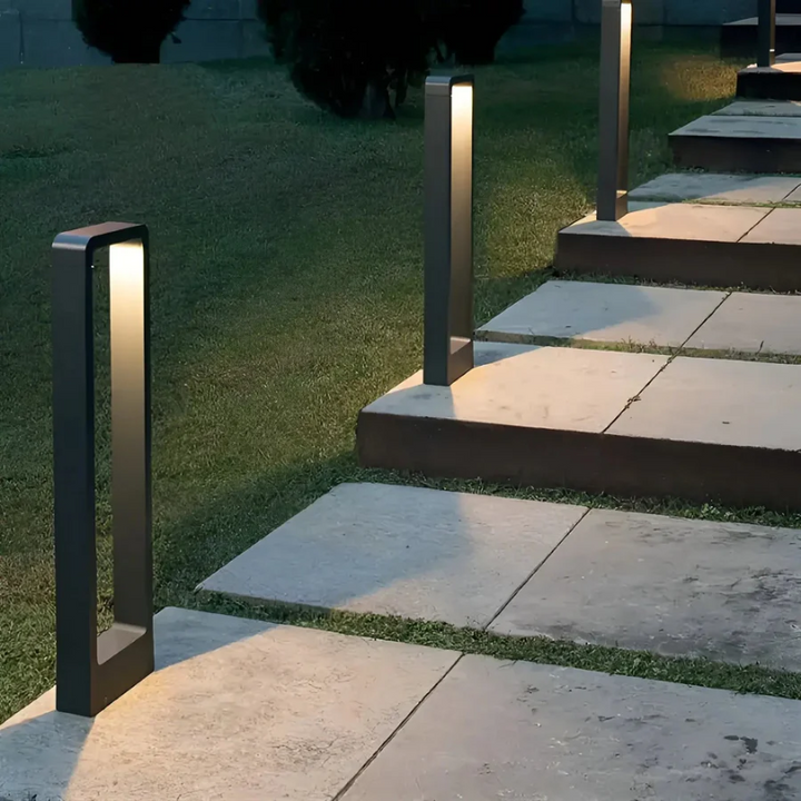 LumaGarde modern LED outdoor garden lighting, enhancing landscape with elegant design. Weather-resistant patio light.