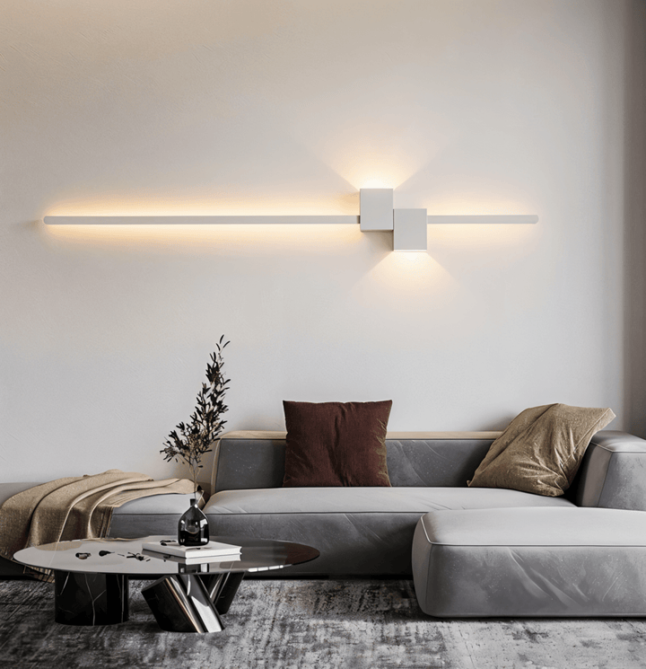 Minimalist linear LED lamp, perfect for enhancing ambient lighting in any stylish room.