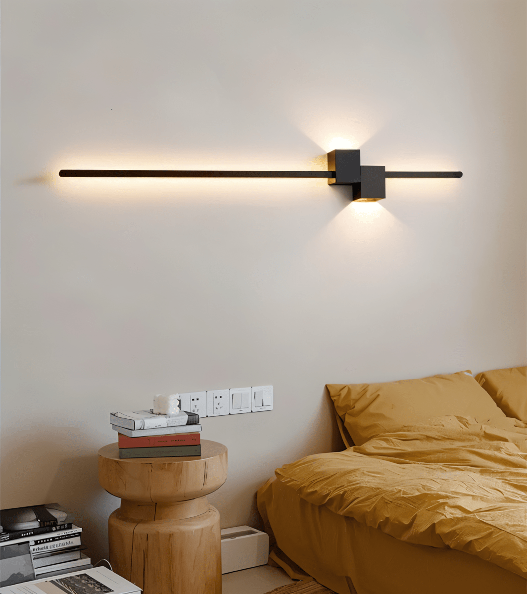 Elegant linear LED wall sconce for sophisticated home decor & accent illumination.