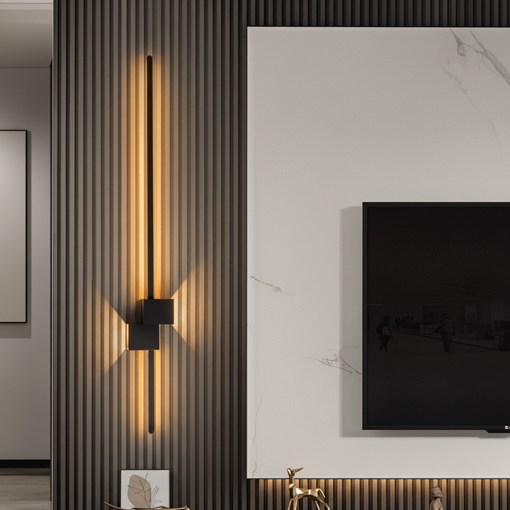 Contemporary LED wall light with clean lines, creating ambient and accent lighting.