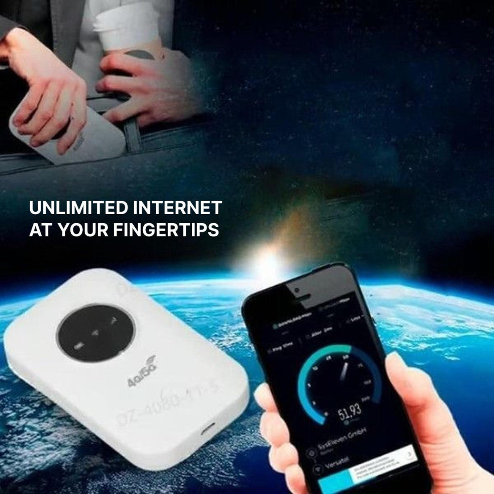 Sleek portable 4G/5G WiFi hotspot router, ideal for high-speed mobile internet during travel or remote work.