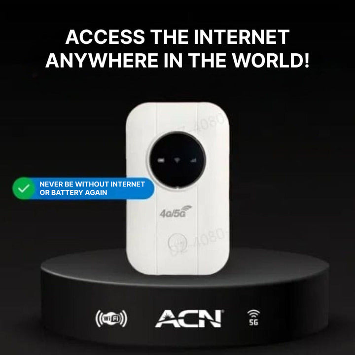 Handheld 4G/5G WiFi router providing secure, fast mobile internet for travel, remote work & connectivity.