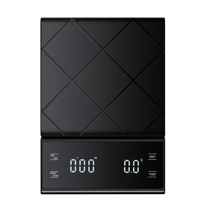 Close-up of a digital kitchen scale showing weight on a clear LCD screen, perfect for accurate cooking & baking.