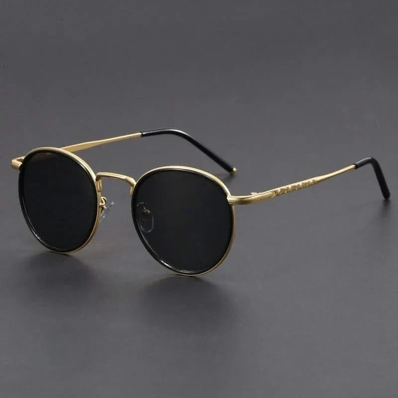 Modern unisex eyewear: sleek metal frame sunglasses, designed for style, UV protection, and glare reduction.