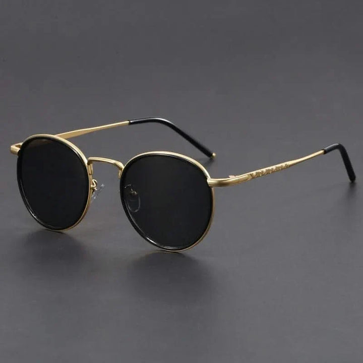 Modern unisex eyewear: sleek metal frame sunglasses, designed for style, UV protection, and glare reduction.