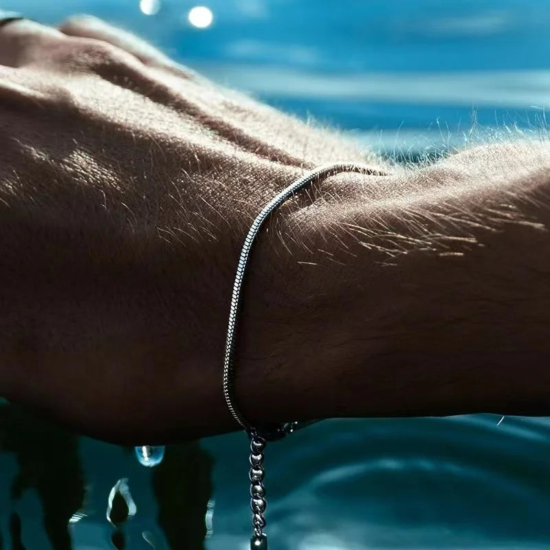 Sleek unisex minimalist stainless steel bracelet, durable & non-tarnishing. Perfect for everyday wear.