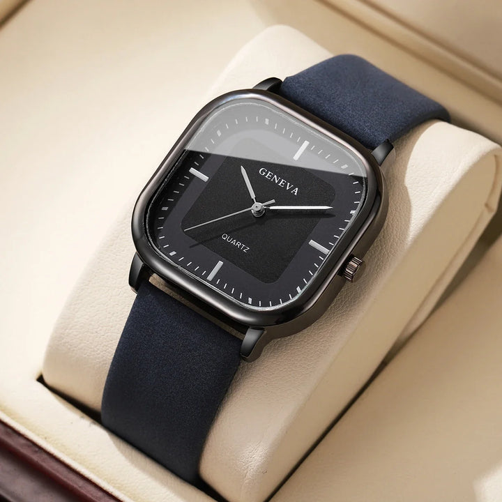 Modern and elegant unisex square dial watch, a versatile fashion accessory for a refined look.
