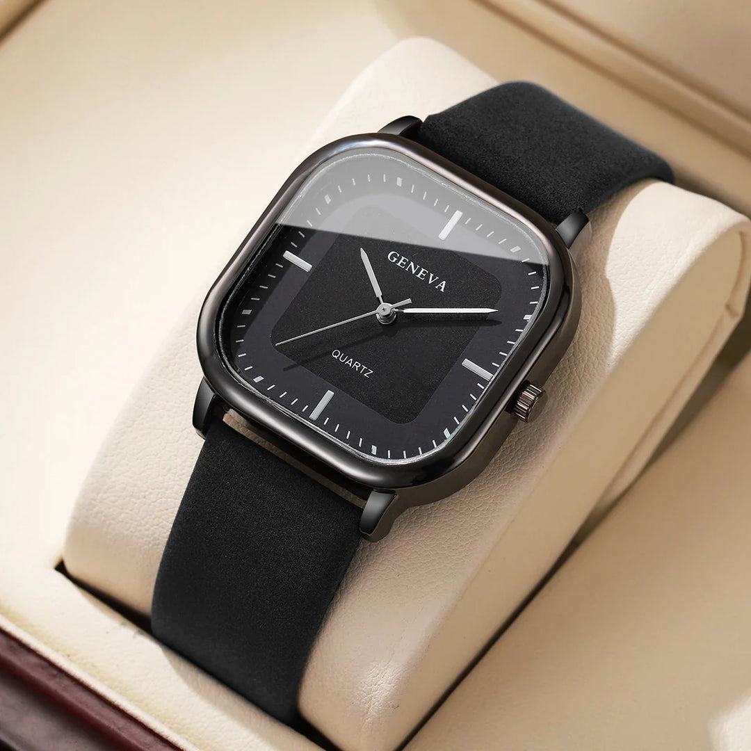 Fashionable square dial watch, a modern and elegant timepiece suitable for any unisex wrist.