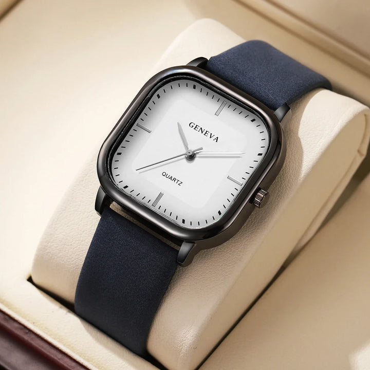 Unisex elegant square dial watch, a quartz timepiece with a modern, sleek design.