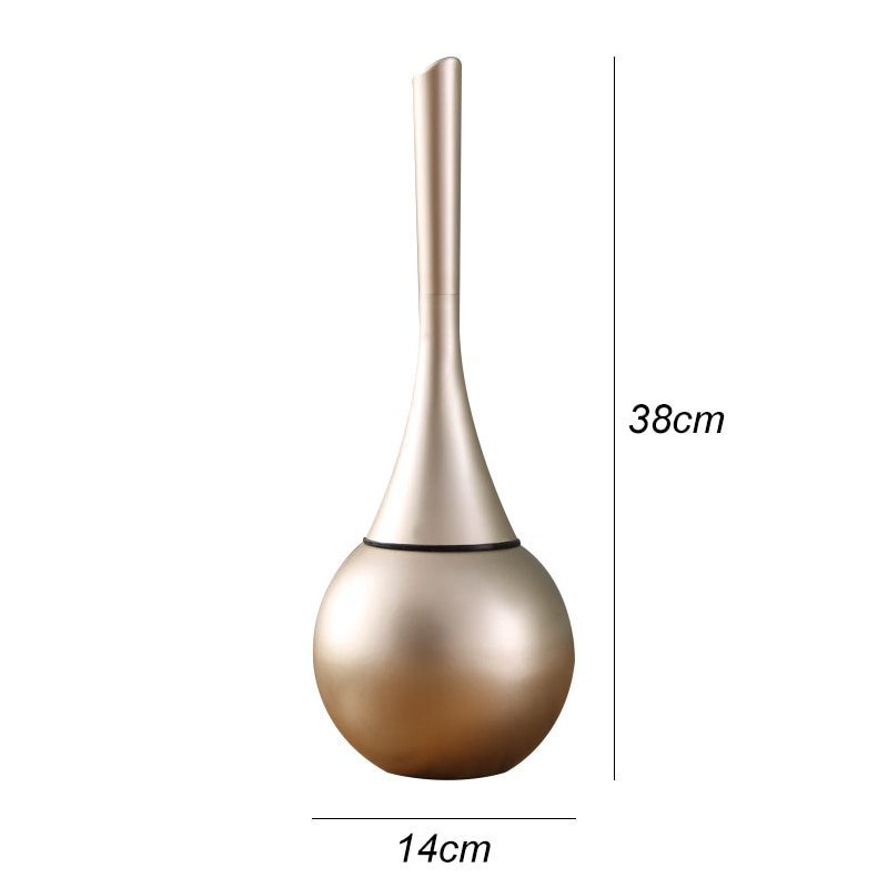 Stylish gold-accented toilet brush with advanced silicone cleaning head. Sleek, drip-free, perfect modern bathroom decor.