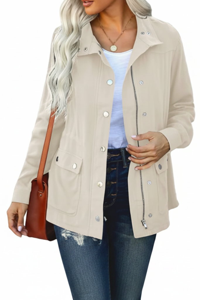 Sleek women's open front jacket for effortless style. Elegant, modern outerwear perfect for versatile layering.