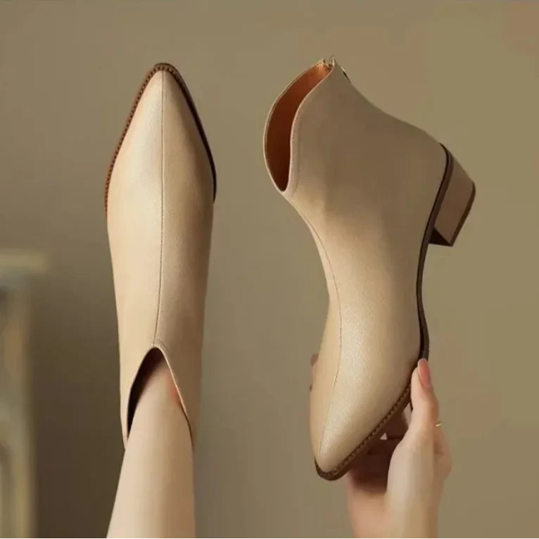 Women's fashion ankle boots: sleek pointed toe, low heel, and easy slip-on convenience.