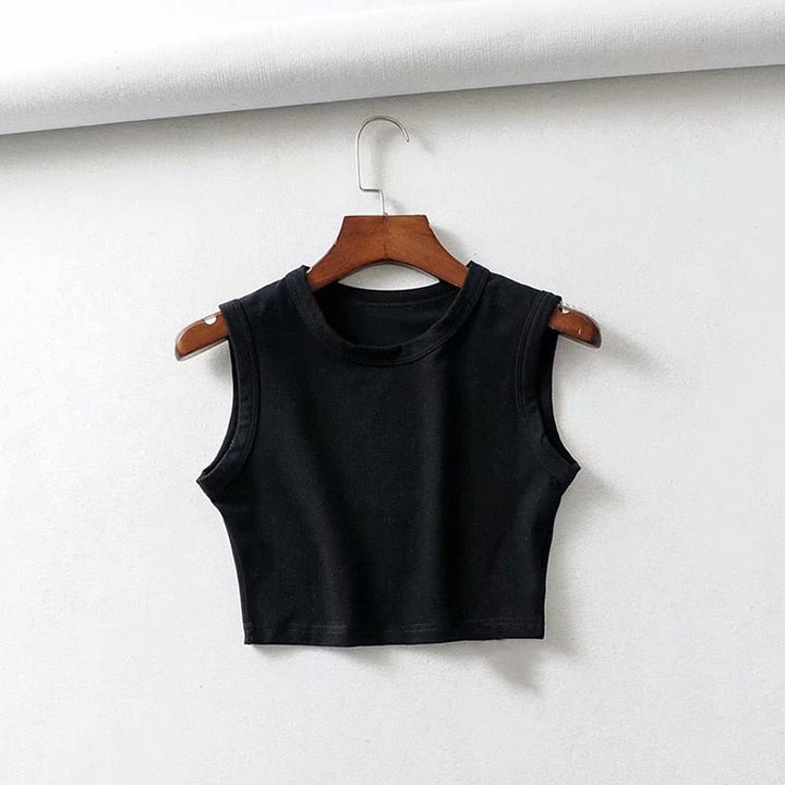 Stylish women's sleeveless crop top in a sleek, lightweight design. Perfect for summer fashion & everyday wear.