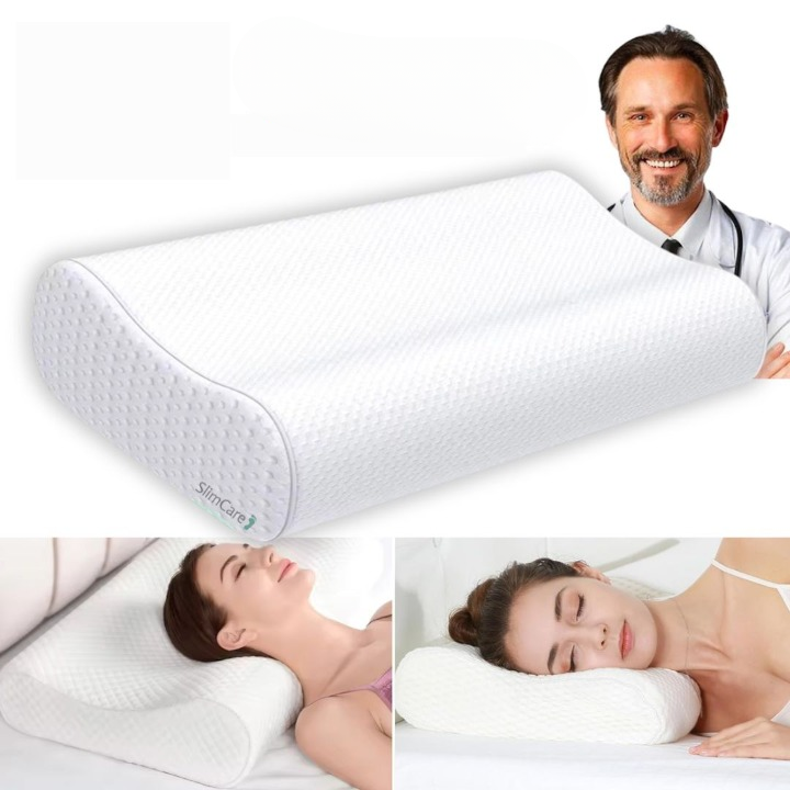 SleepEase Ortho Pro orthopedic memory foam pillow for neck and head pain relief. Ergonomic sleep aid & support.