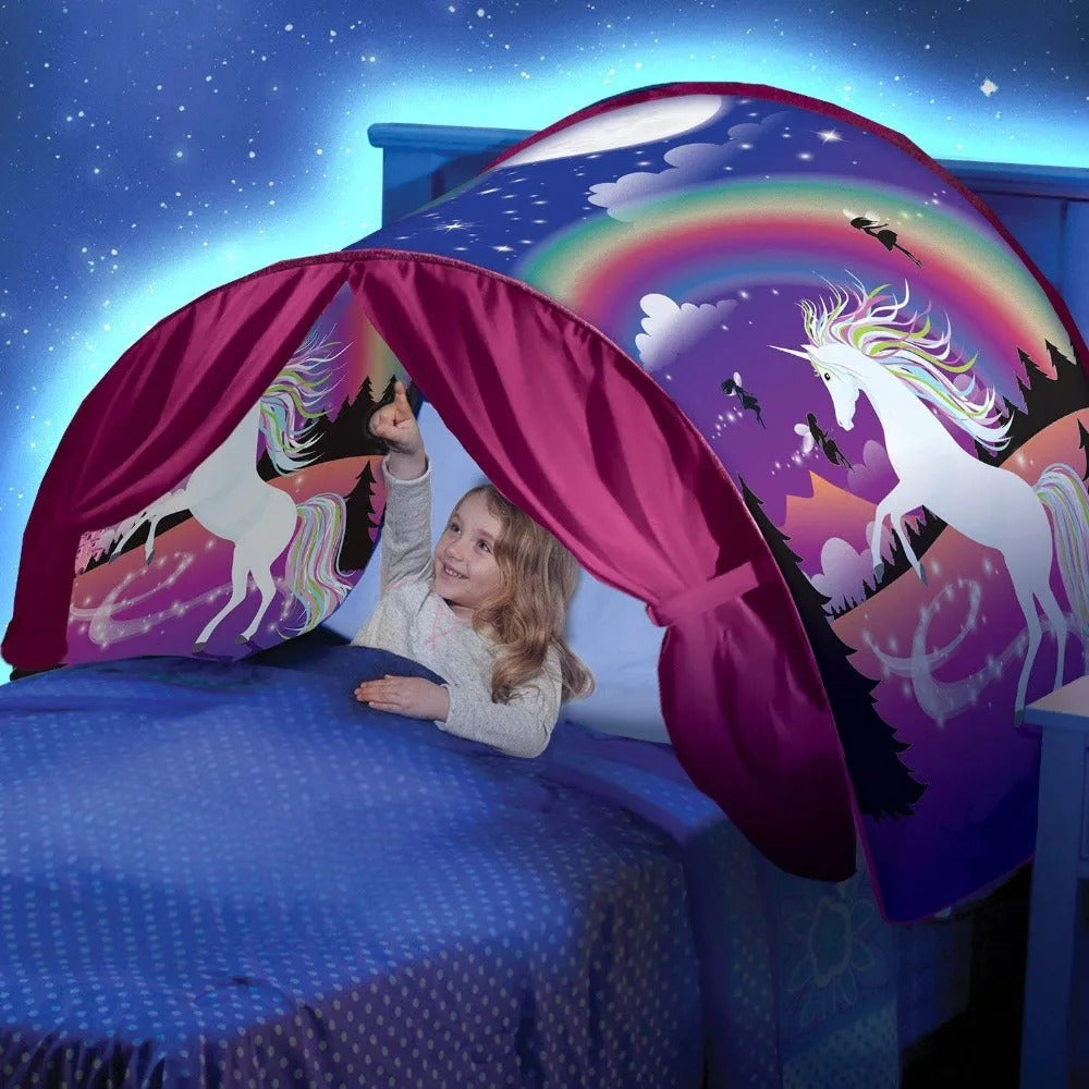 SleepyStar children's bed tent creates a magical, cozy nook for safe sleep in a kid's bedroom, perfect for dreaming.