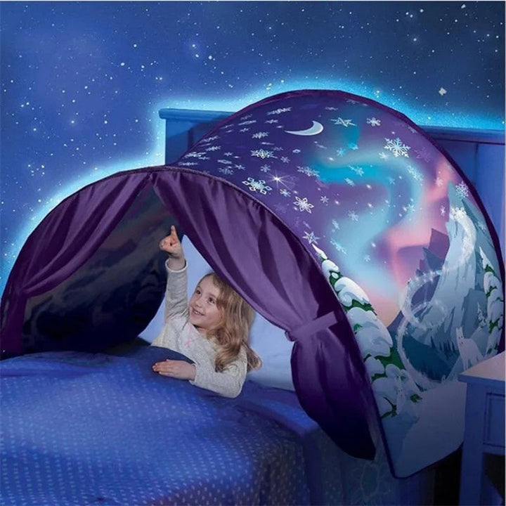 SleepyStar children's bed tent, a safe and cozy sleep aid creating a private, magical space for peaceful slumber.